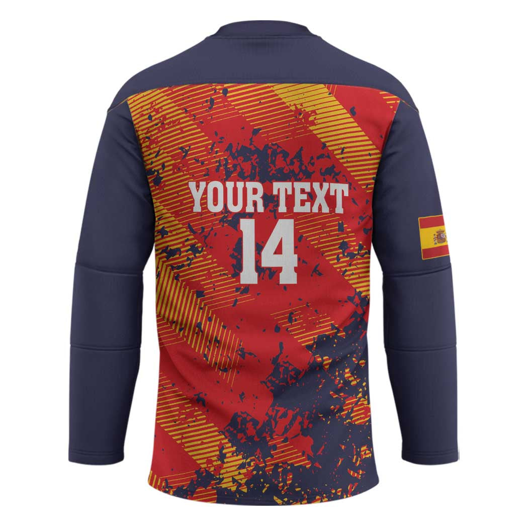 Spain 2026 Football Custom Hockey Jersey Espana La Roja Grunge Style