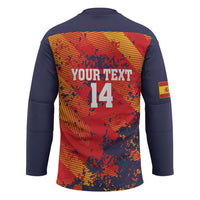 Spain 2026 Football Custom Hockey Jersey Espana La Roja Grunge Style