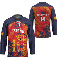 Spain 2026 Football Custom Hockey Jersey Espana La Roja Grunge Style