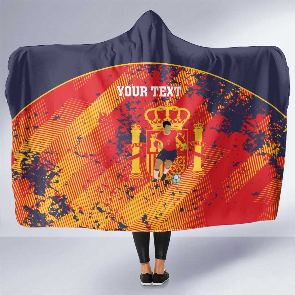 Spain 2026 Football Custom Hooded Blanket Espana La Roja Grunge Style