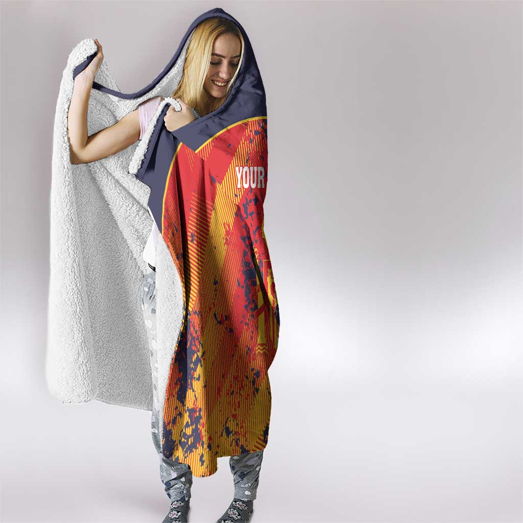 Spain 2026 Football Custom Hooded Blanket Espana La Roja Grunge Style