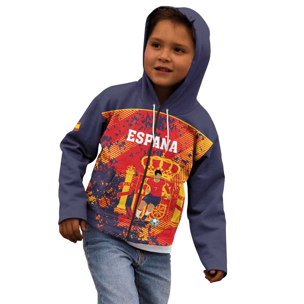 Spain 2026 Football Custom Kid Hoodie Espana La Roja Grunge Style