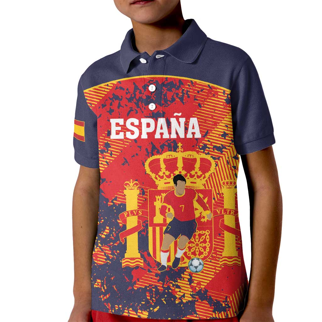 Spain 2026 Football Custom Kid Polo Shirt Espana La Roja Grunge Style