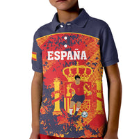 Spain 2026 Football Custom Kid Polo Shirt Espana La Roja Grunge Style