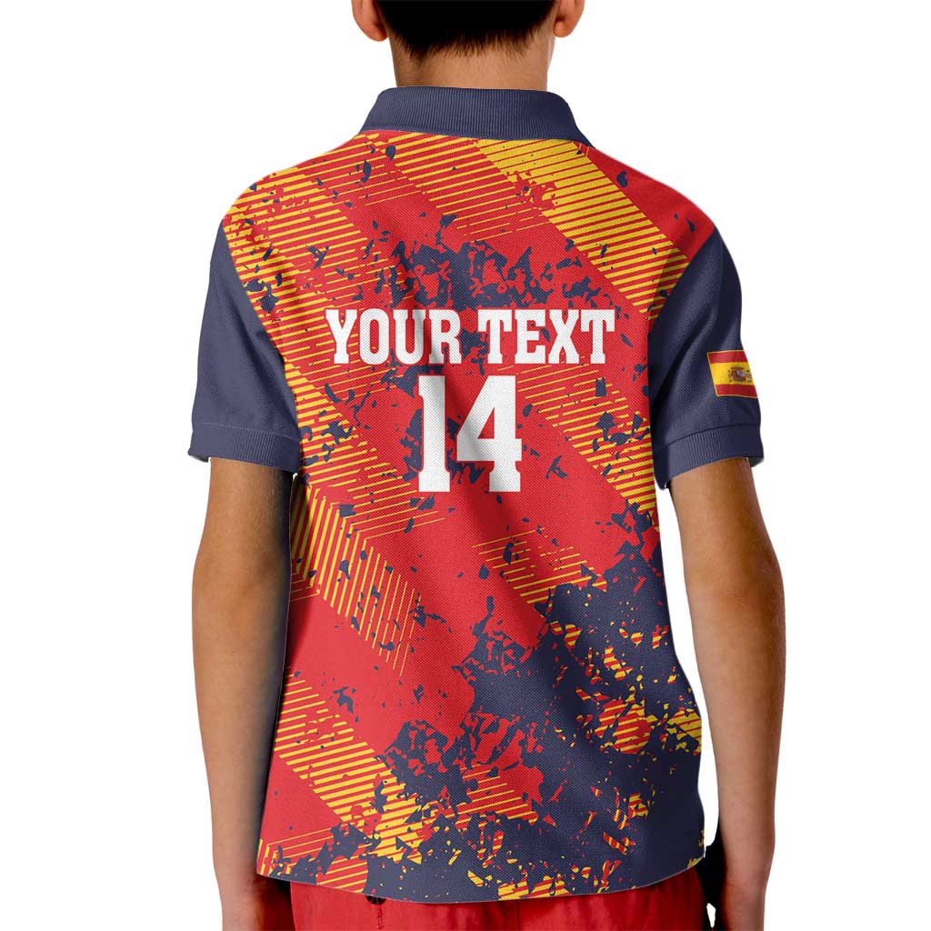 Spain 2026 Football Custom Kid Polo Shirt Espana La Roja Grunge Style