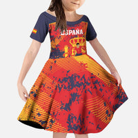 Spain 2026 Football Custom Kid Short Sleeve Dress Espana La Roja Grunge Style