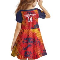 Spain 2026 Football Custom Kid Short Sleeve Dress Espana La Roja Grunge Style