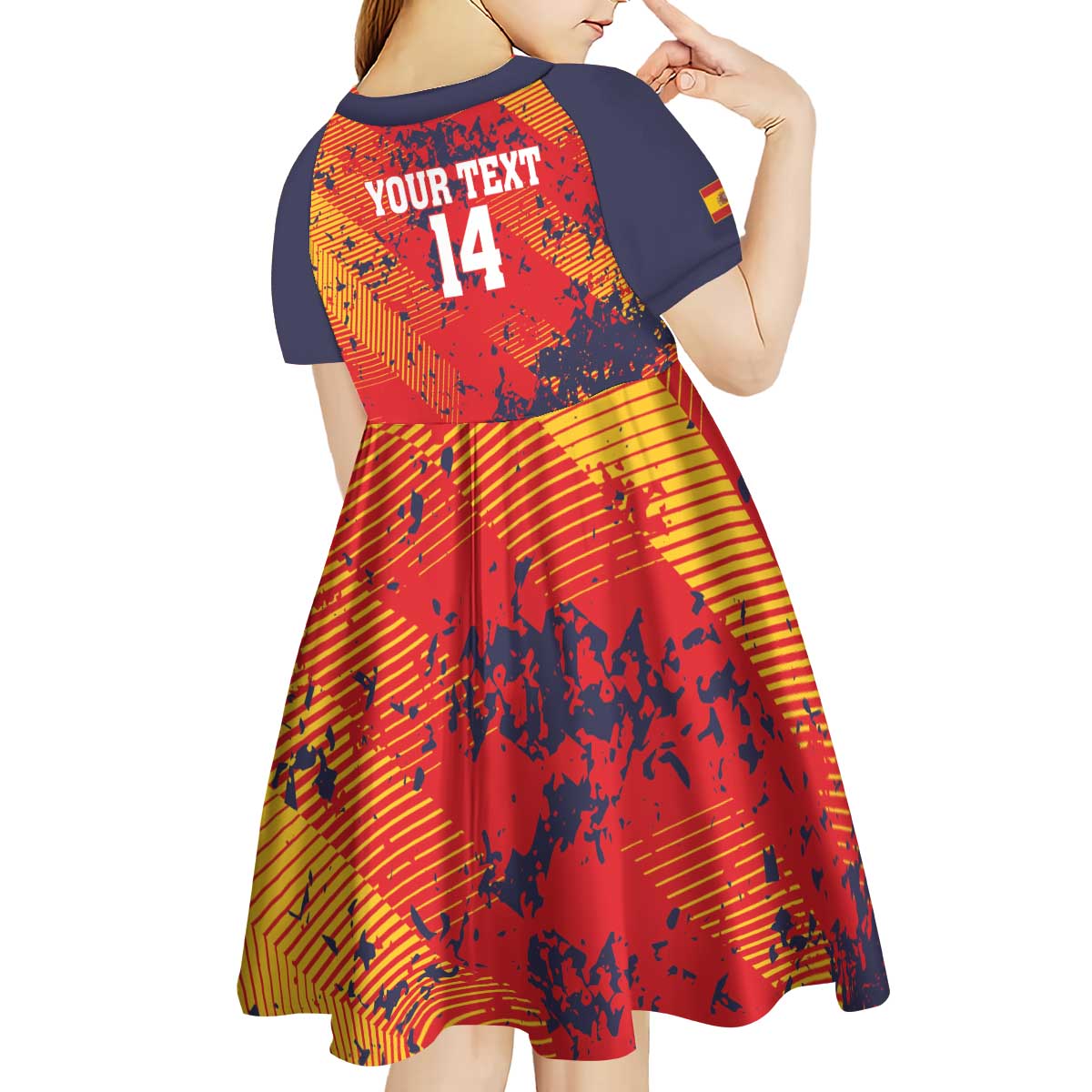 Spain 2026 Football Custom Kid Short Sleeve Dress Espana La Roja Grunge Style