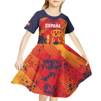 Spain 2026 Football Custom Kid Short Sleeve Dress Espana La Roja Grunge Style
