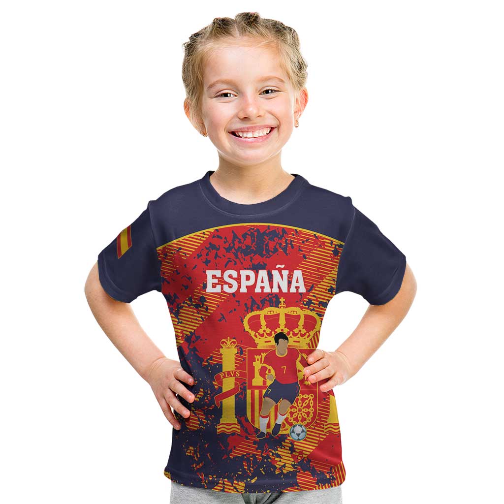 Spain 2026 Football Custom Kid T Shirt Espana La Roja Grunge Style
