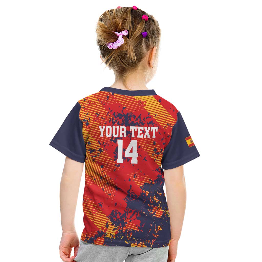 Spain 2026 Football Custom Kid T Shirt Espana La Roja Grunge Style