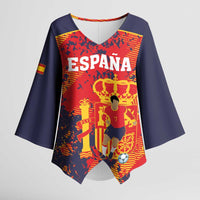 Spain 2026 Football Custom Kimono Sleeve Blouse Espana La Roja Grunge Style