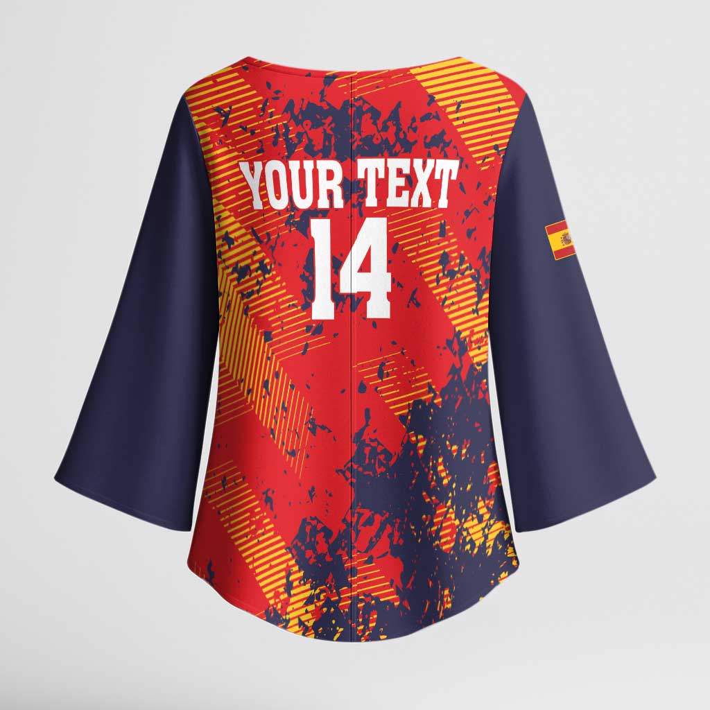 Spain 2026 Football Custom Kimono Sleeve Blouse Espana La Roja Grunge Style