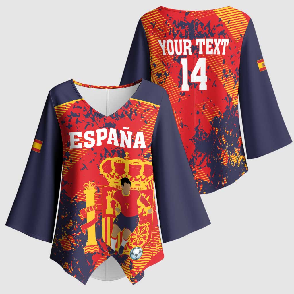 Spain 2026 Football Custom Kimono Sleeve Blouse Espana La Roja Grunge Style
