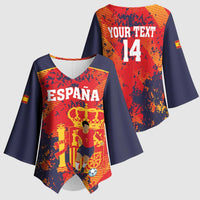 Spain 2026 Football Custom Kimono Sleeve Blouse Espana La Roja Grunge Style