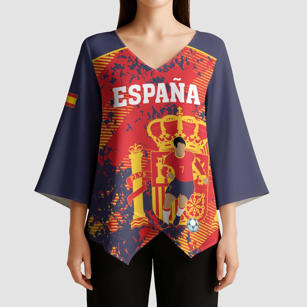 Spain 2026 Football Custom Kimono Sleeve Blouse Espana La Roja Grunge Style