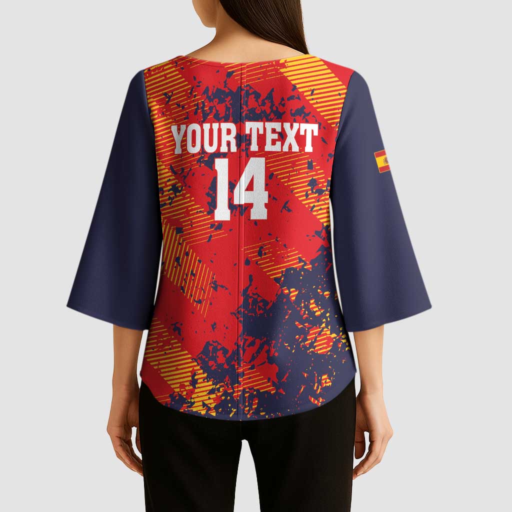 Spain 2026 Football Custom Kimono Sleeve Blouse Espana La Roja Grunge Style