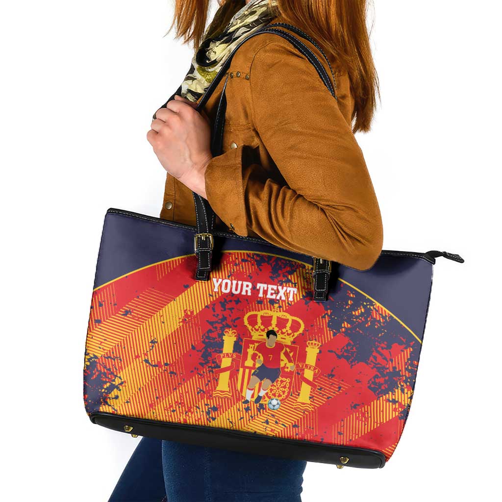 Spain 2026 Football Custom Leather Tote Bag Espana La Roja Grunge Style