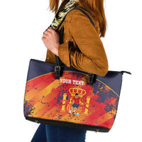 Spain 2026 Football Custom Leather Tote Bag Espana La Roja Grunge Style