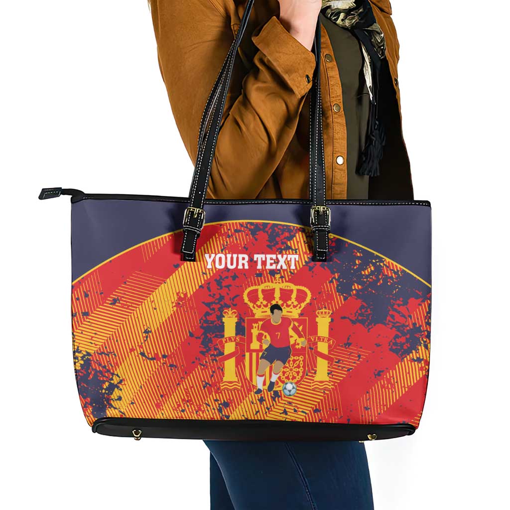 Spain 2026 Football Custom Leather Tote Bag Espana La Roja Grunge Style