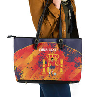 Spain 2026 Football Custom Leather Tote Bag Espana La Roja Grunge Style