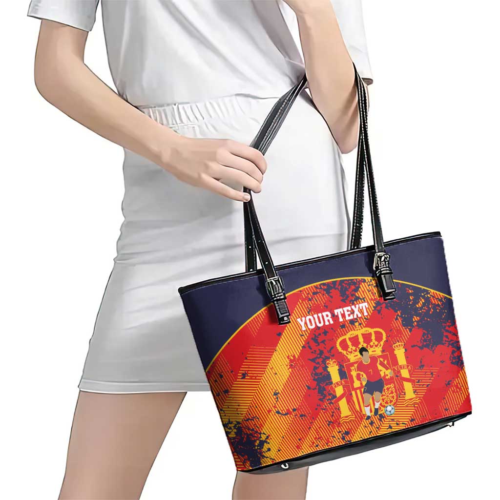 Spain 2026 Football Custom Leather Tote Bag Espana La Roja Grunge Style