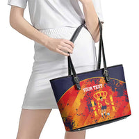 Spain 2026 Football Custom Leather Tote Bag Espana La Roja Grunge Style