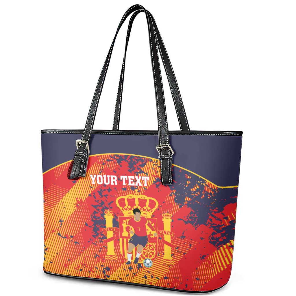 Spain 2026 Football Custom Leather Tote Bag Espana La Roja Grunge Style