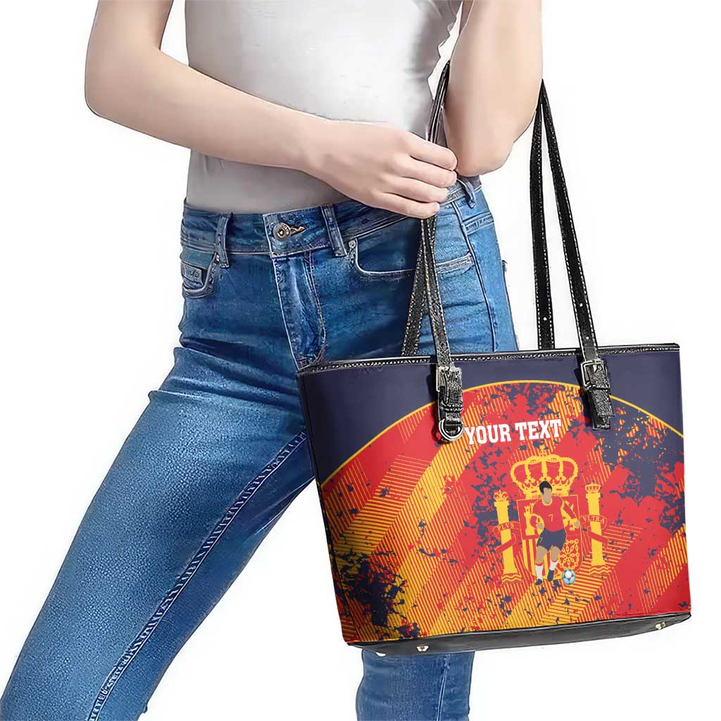 Spain 2026 Football Custom Leather Tote Bag Espana La Roja Grunge Style