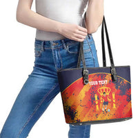 Spain 2026 Football Custom Leather Tote Bag Espana La Roja Grunge Style