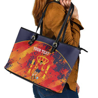 Spain 2026 Football Custom Leather Tote Bag Espana La Roja Grunge Style