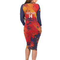 Spain 2026 Football Custom Long Sleeve Bodycon Dress Espana La Roja Grunge Style