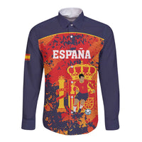 Spain 2026 Football Custom Long Sleeve Button Shirt Espana La Roja Grunge Style