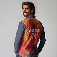 Spain 2026 Football Custom Long Sleeve Polo Shirt Espana La Roja Grunge Style