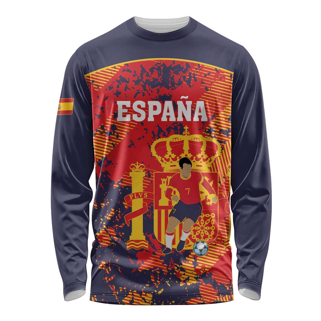 Spain 2026 Football Custom Long Sleeve Shirt Espana La Roja Grunge Style