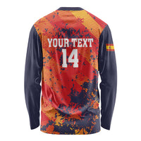 Spain 2026 Football Custom Long Sleeve Shirt Espana La Roja Grunge Style