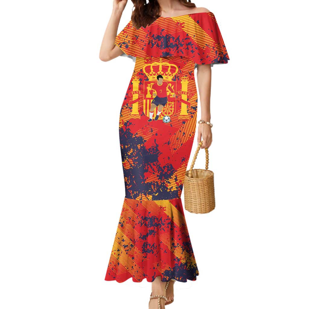 Spain 2026 Football Custom Mermaid Dress Espana La Roja Grunge Style