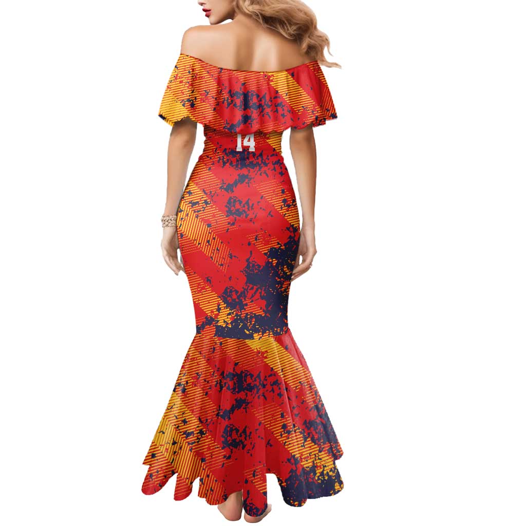 Spain 2026 Football Custom Mermaid Dress Espana La Roja Grunge Style