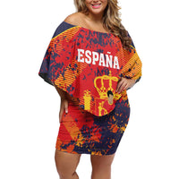 Spain 2026 Football Custom Off Shoulder Short Dress Espana La Roja Grunge Style