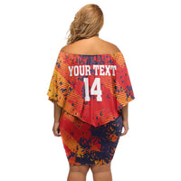 Spain 2026 Football Custom Off Shoulder Short Dress Espana La Roja Grunge Style