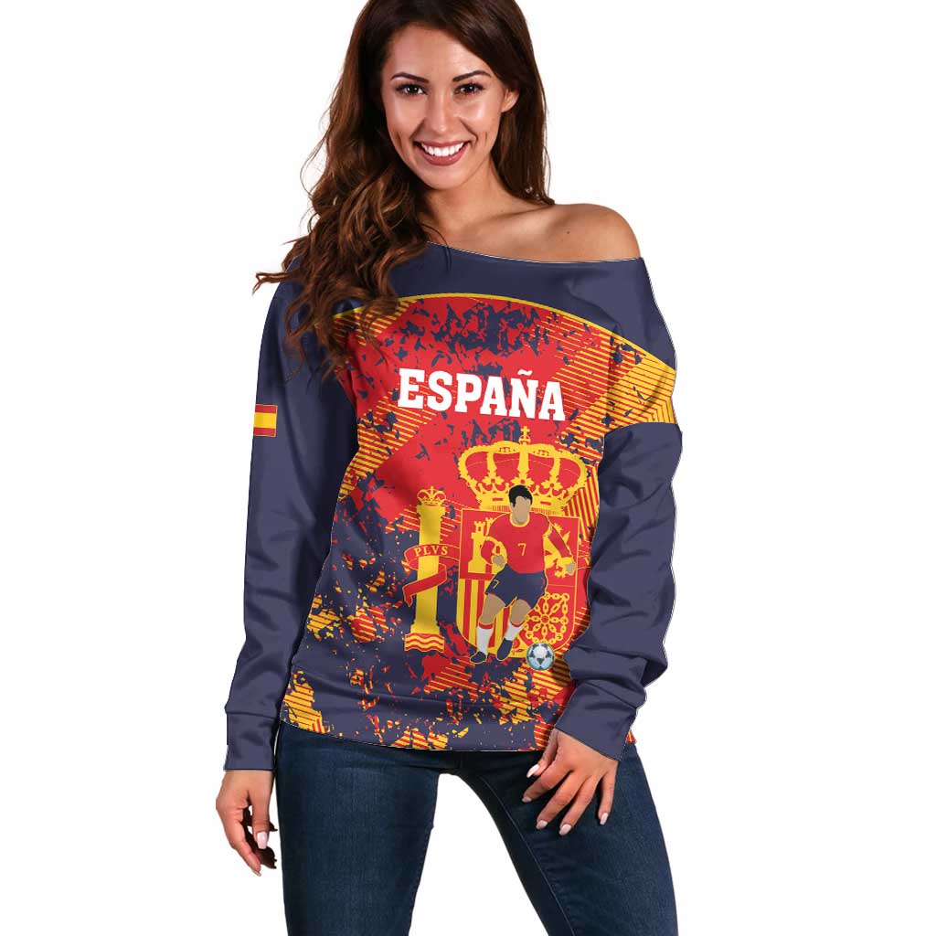 Spain 2026 Football Custom Off Shoulder Sweater Espana La Roja Grunge Style