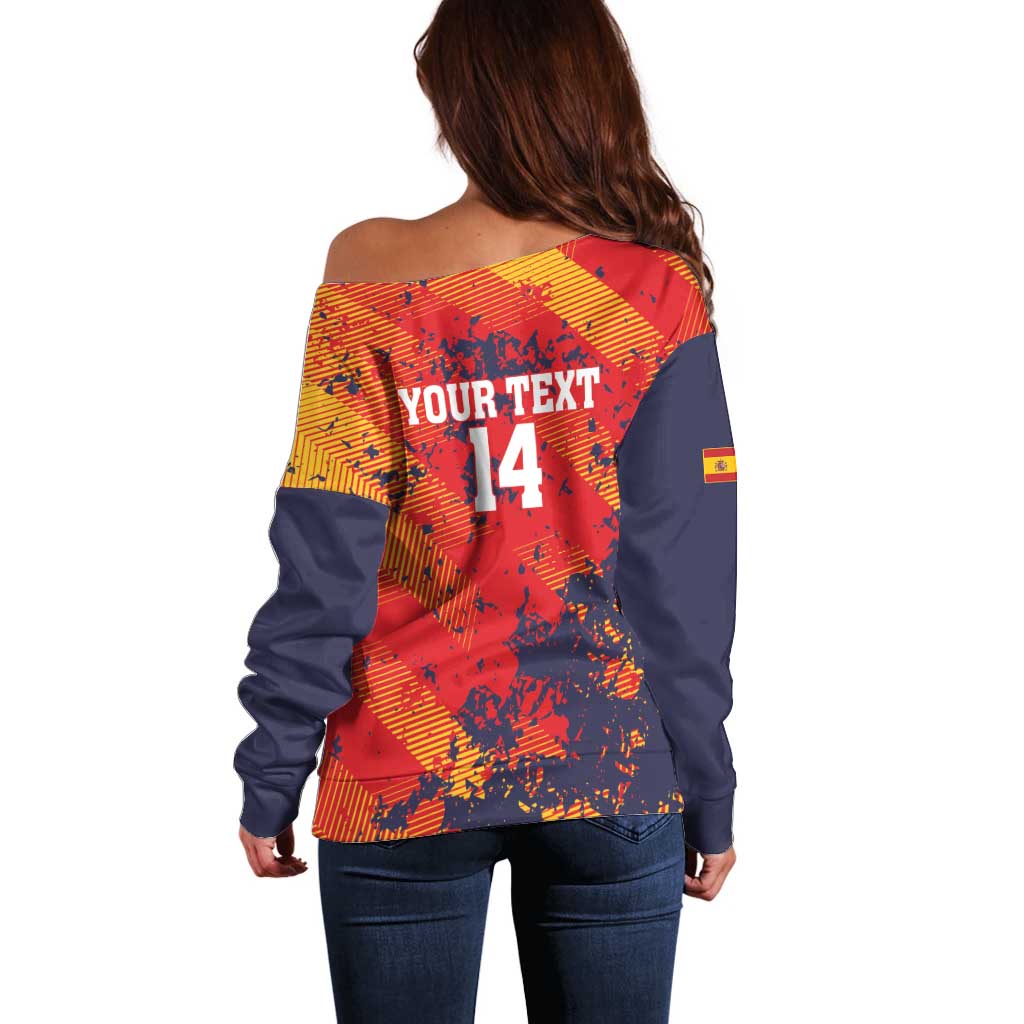 Spain 2026 Football Custom Off Shoulder Sweater Espana La Roja Grunge Style