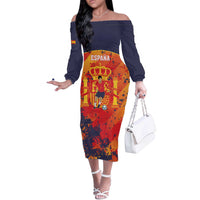 Spain 2026 Football Custom Off The Shoulder Long Sleeve Dress Espana La Roja Grunge Style