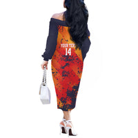 Spain 2026 Football Custom Off The Shoulder Long Sleeve Dress Espana La Roja Grunge Style