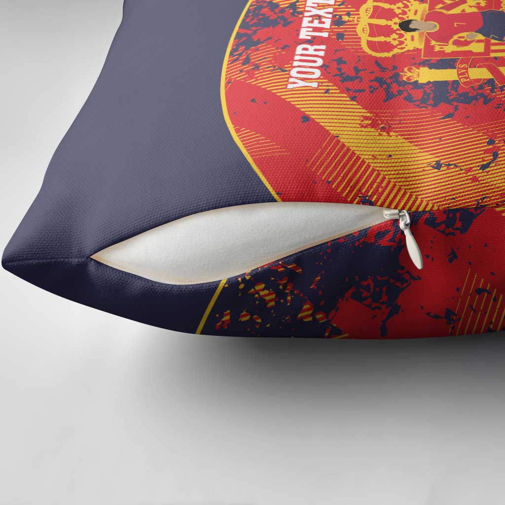 Spain 2026 Football Custom Pillow Cover Espana La Roja Grunge Style