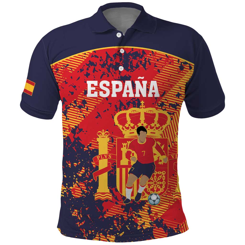 Spain 2026 Football Custom Polo Shirt Espana La Roja Grunge Style