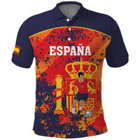 Spain 2026 Football Custom Polo Shirt Espana La Roja Grunge Style