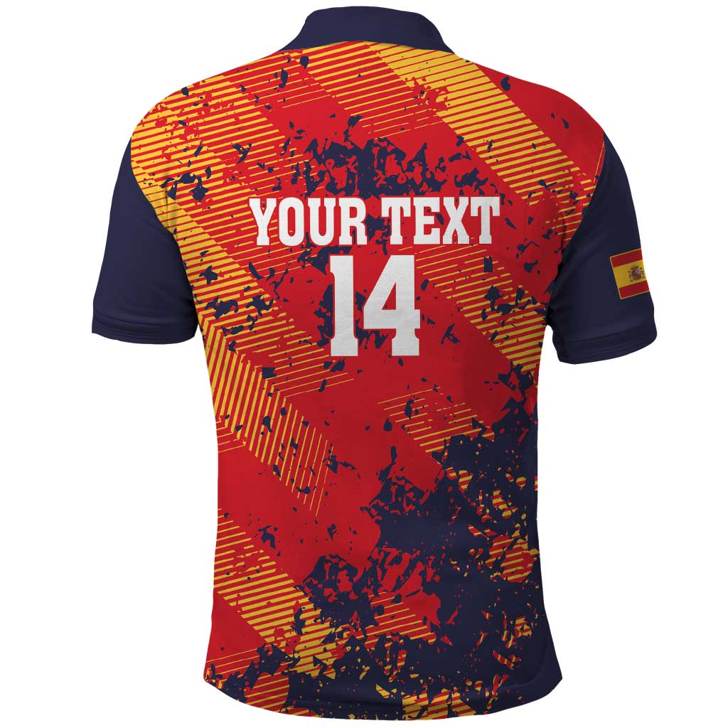 Spain 2026 Football Custom Polo Shirt Espana La Roja Grunge Style