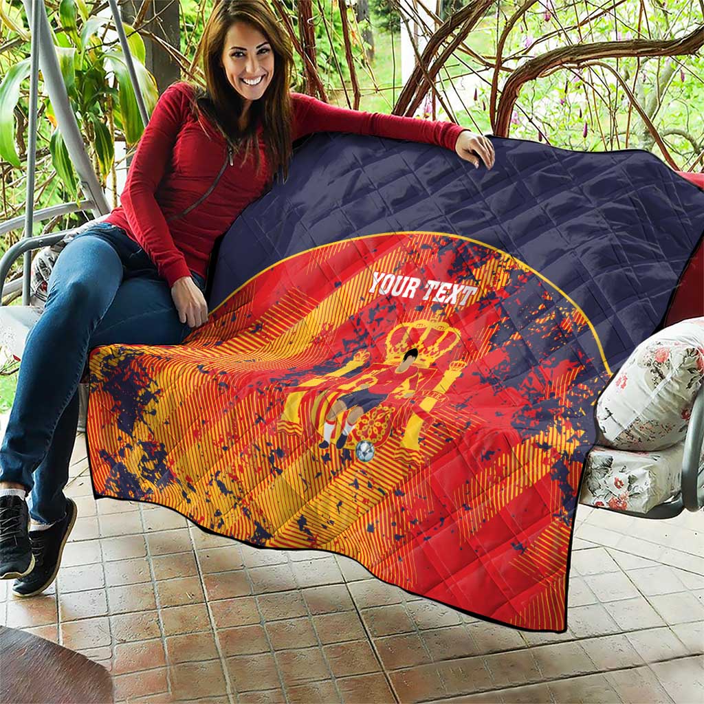 Spain 2026 Football Custom Quilt Espana La Roja Grunge Style