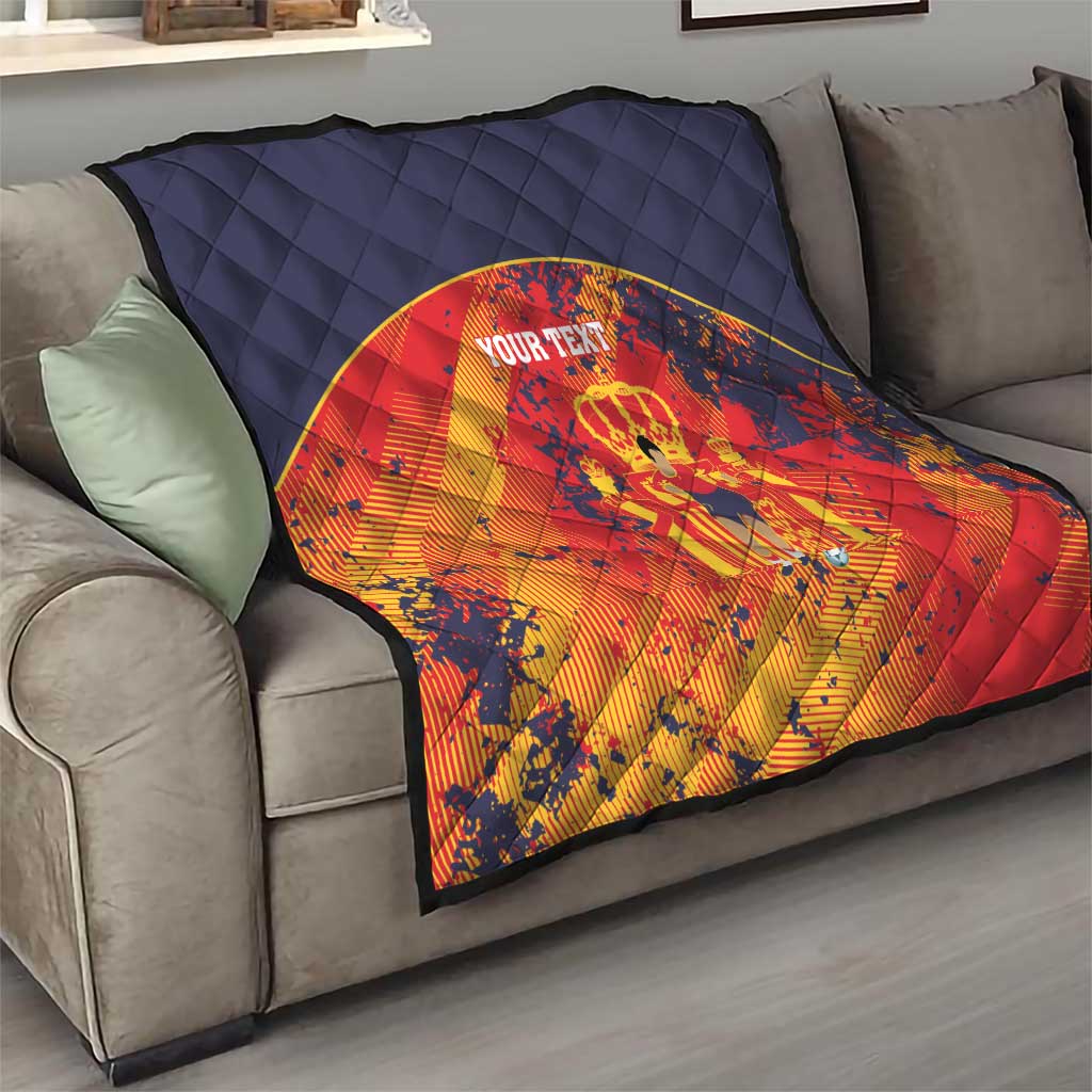 Spain 2026 Football Custom Quilt Espana La Roja Grunge Style